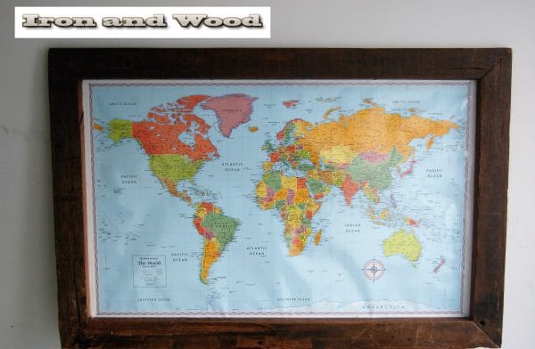 Wereldkaart World 146X89 lijst 10 4