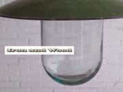 groene emaille lamp met glazen stolp h30 d38 6