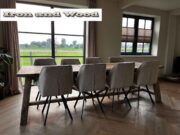 oud eiken barnwood tafel schuine poten 1