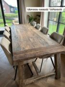 oud eiken barnwood tafel schuine poten 7