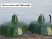 L39 groene oude emaille lampen d40 h23 8