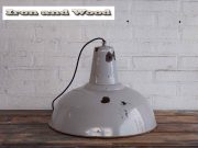 L92 emaille grijze oude lamp h36 d46 3
