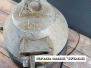 L123 bruin zwarte emaille lamp met glazen stolp h40 d39 4