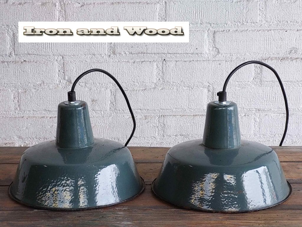 Retro groene emaille schaal - Blue Moon Vintage