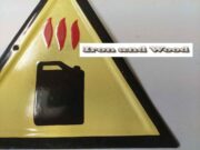 1x geel zwart emaille bord jerrycan 31 x 31 3