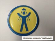 2x emaille bord geel blauw douche d24 5