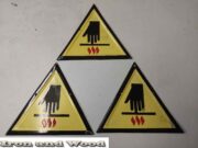 3 x geel zwart emaille bord hand warm 31 x 31 1
