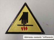 3 x geel zwart emaille bord hand warm 31 x 31 3