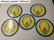 5x emaille bord geel blauw gasmasker d24 1